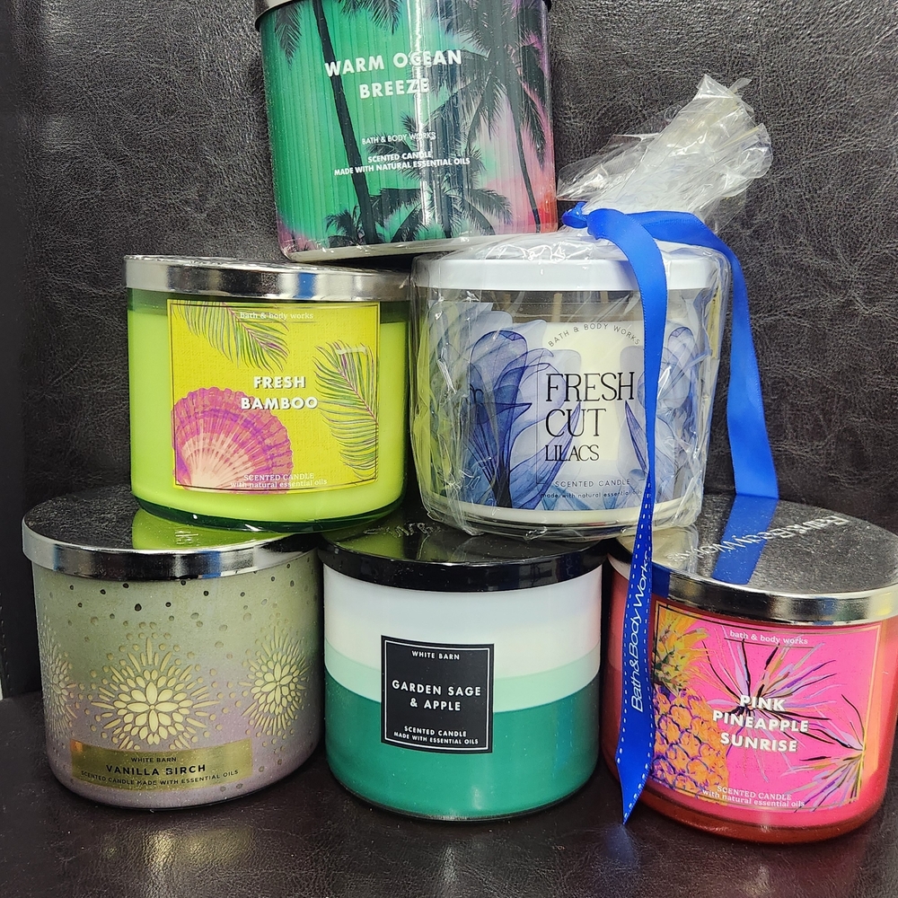 Bath & Body Works Scented Candle Collection - Green, Pink, Blue